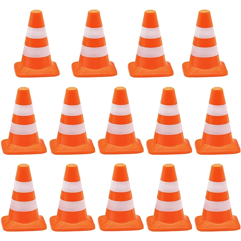 14 Pieces Mini Triangle Cone, Mini Simulation Safety Cone Road Parking Signs Roadblock, Small SignsCYGJ