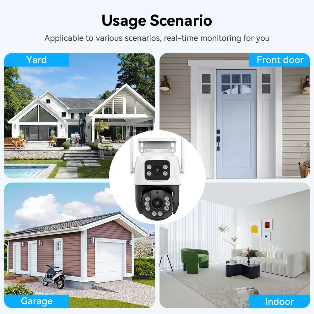 4K 8MP Dual Lens PTZ IP Camera WIFI Color Night Vision Dual Screen Outdoor Ai Human Detection 4MP Security Protection IP Camera