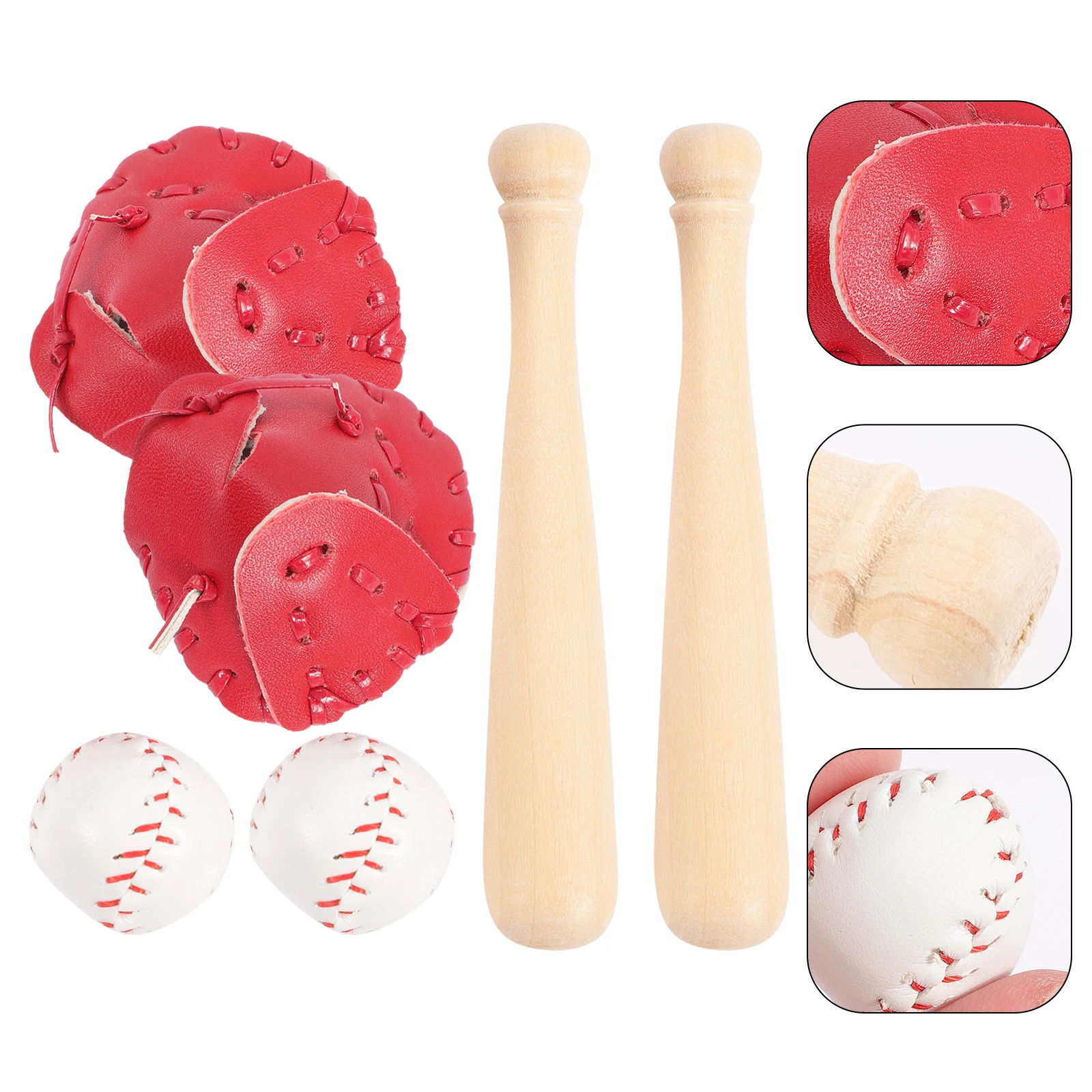 Mini Baseball Set 2 Sets House Cover Baby Mitt Diy Key Chains Materials Practice Toy Accessories