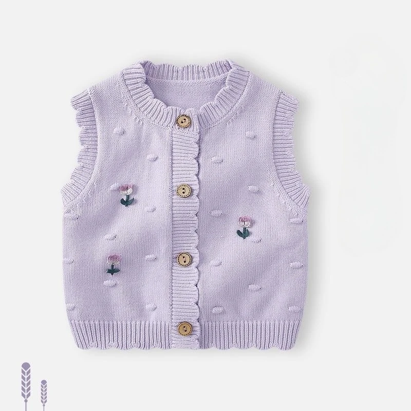 Cute Baby Knitted Vest Soft Newborn Infant Kids Waistcoat  Vest Jacket Spring Autumn Baby Girls Cartoon Sweater Tops