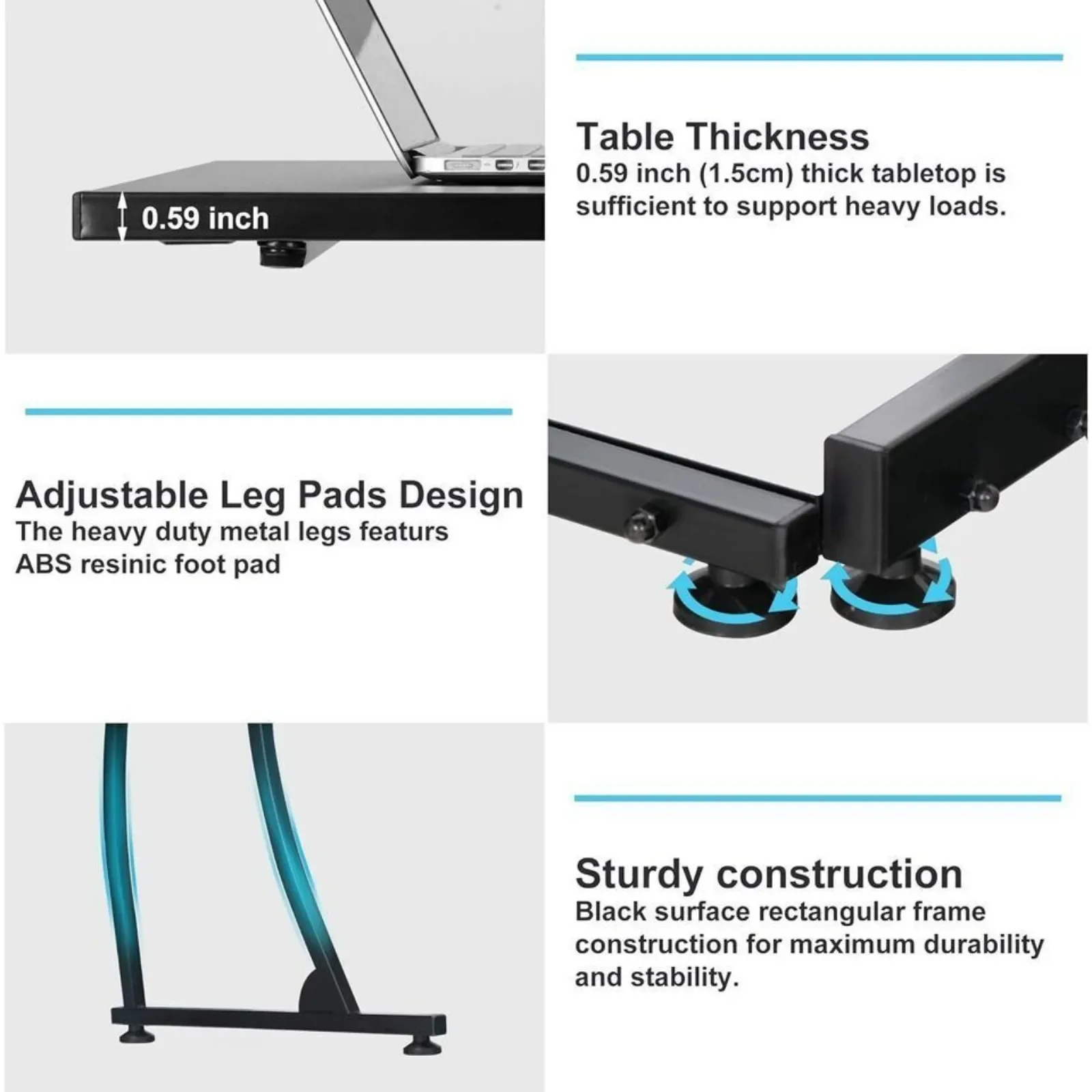 Mesa em forma de L para jogos de computador, mesa portátil, Workstation, EUA, 58"