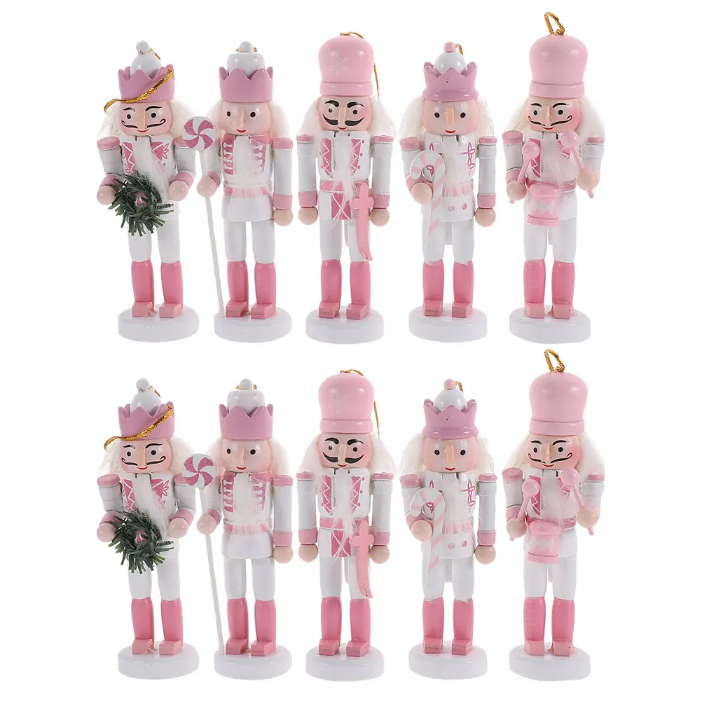 

10pcs Christmas Nutcracker Ornament Wooden Hanging Decor Craft Gift For Home Hotel Restaurant Coffee Shop Decoration Traditional