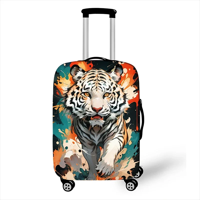 Funda de equipaje con salpicaduras de pintura, Tigre, Lobo, caballo, pulpo, para viaje, funda protectora para maleta de 18-32 pulgadas, cubierta elástica para cubierta de carrito