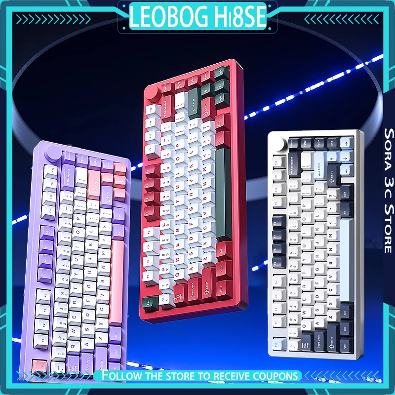 

LEOBOG Hi8SE Механическая клавиатура с прокладкой из алюминиевого сплава, беспроводные трехрежимные колпачки для клавиш из ПБТ, индивидуальная игровая клавиатура
