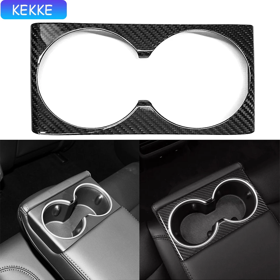 1PCS rear water cup protective Dry Carbon Fiber Hardware Car Exterior Accessories For Tesla Model 3 2023-up