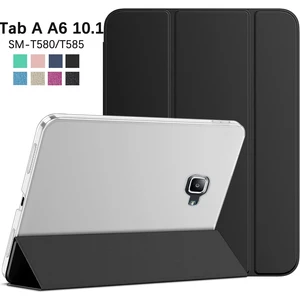 Untuk Samsung Galaxy Tab A A6 10.1" 2016 Flip Lipat Tiga Dudukan Penutup untuk SM-T580 SM-T585 Casing Kulit PU Bangun Tidur Otomatis 12 casing penutup samsung galaxy tab a6 penjualan terbaik - №