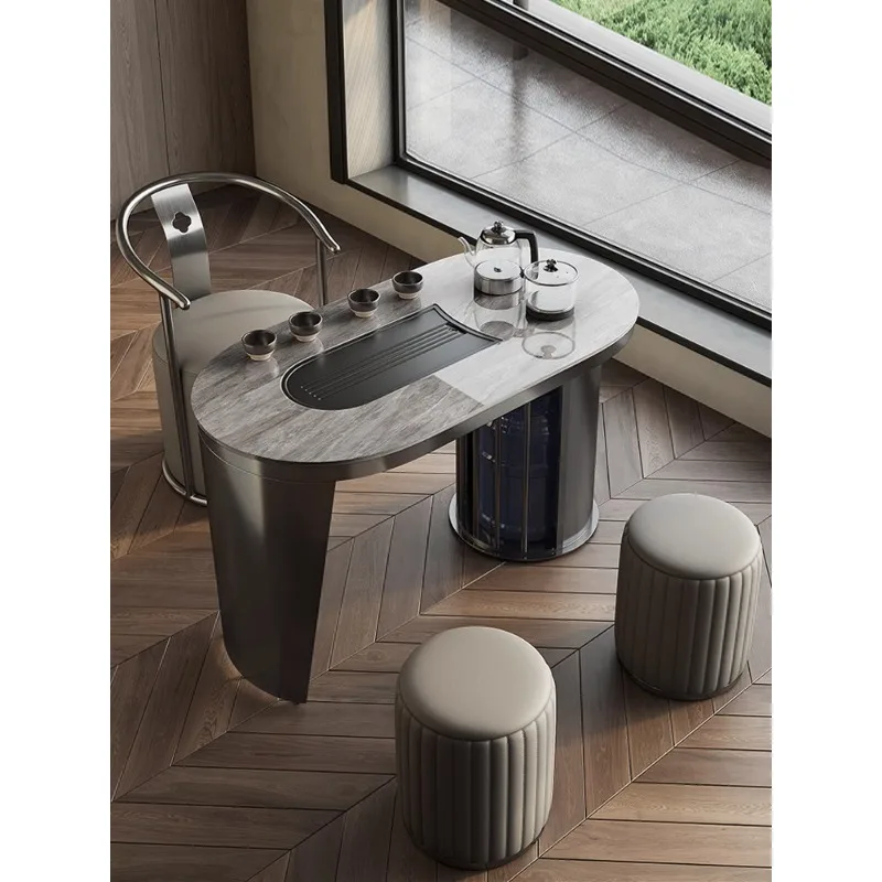 Minimalist, Light Luxury, Modern and Minimalist Rock Plate Tea Table, Office, Living Room, Home Balcony