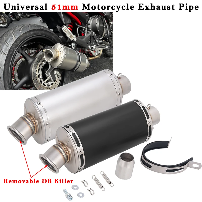 Universal 51mm Motorcycle Exhaust System Escape Modified Muffler DB Killer For G310R ZT155 CR390 CB500F GSX-S750 Z500 TNT300