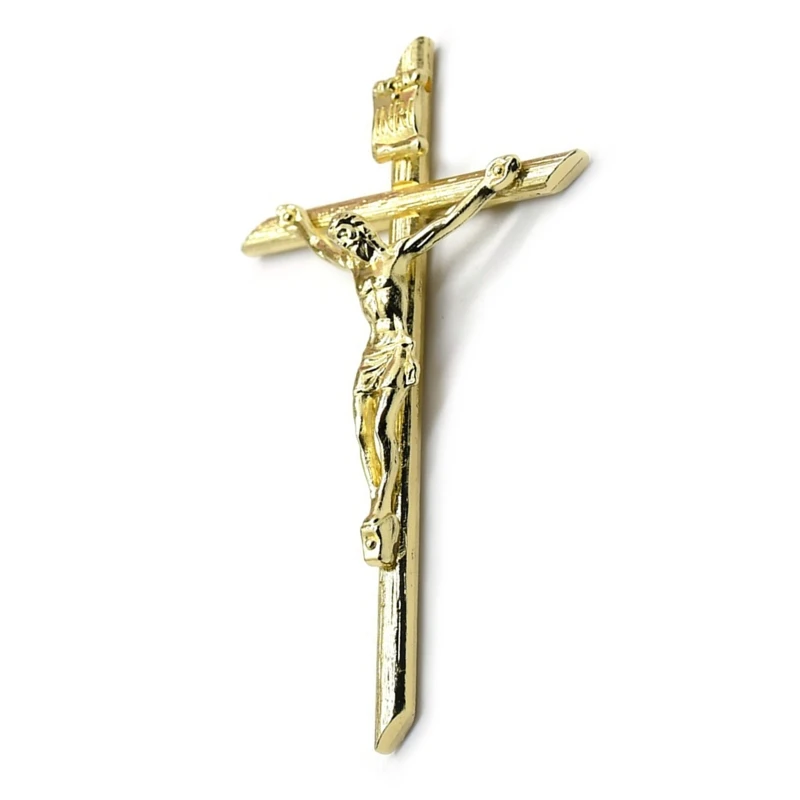 Crucifix for Cross Pendant Baptism Christian Jewelry 24K Gold Antique Jesus Neck