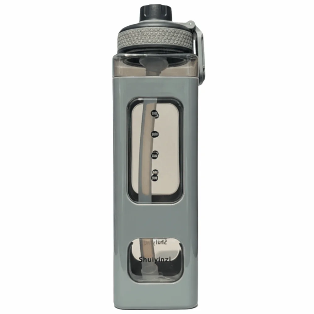 700ml Water Bottle Leakproof With Stickers Portable Water Bottle With Strap PP Water Bottle With Straw Outdoor Activities