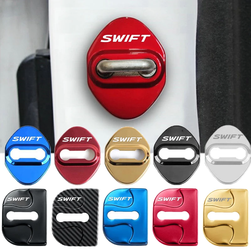 

4pcs Stainless Steel Car Protect Door Lock Cover Logo Case Sticker Styling For Suzuki SWIFT Emblem Decals Decor Accessories
