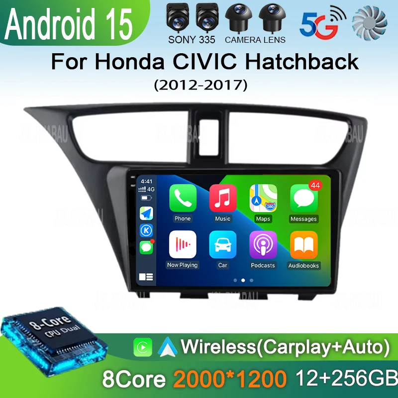

Android 15 For Honda CIVIC Hatchback 2012 - 2017 Car Stereo Radio Multimedia Video Player 4G WIFI Navigation GPS Carplay Auto BT