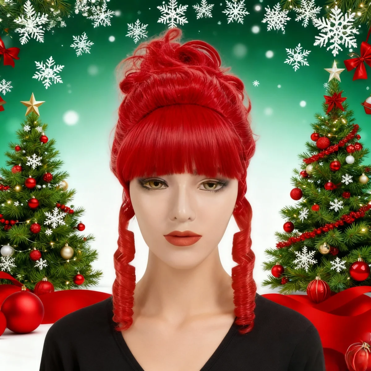 

Красный винтажный парик с двойными кудрями и нежными пучками — синтетический парик для больших вечеринок для тематических мероприятий и повседневного ношения