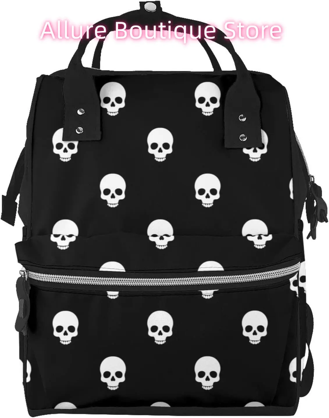 

White Skull Diaper Bag Backpack for Women Large Capacity Nappy Bag Multifunction Waterproof Mummy Backpacks for Mom Dad Essentia