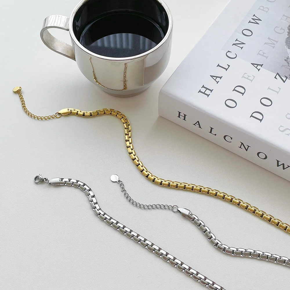 

ENFASHION Stainless Steel Necklace Gold Color Round Box Structure Chain Necklaces Fashion Jewelry Collares Para Mujer P223292