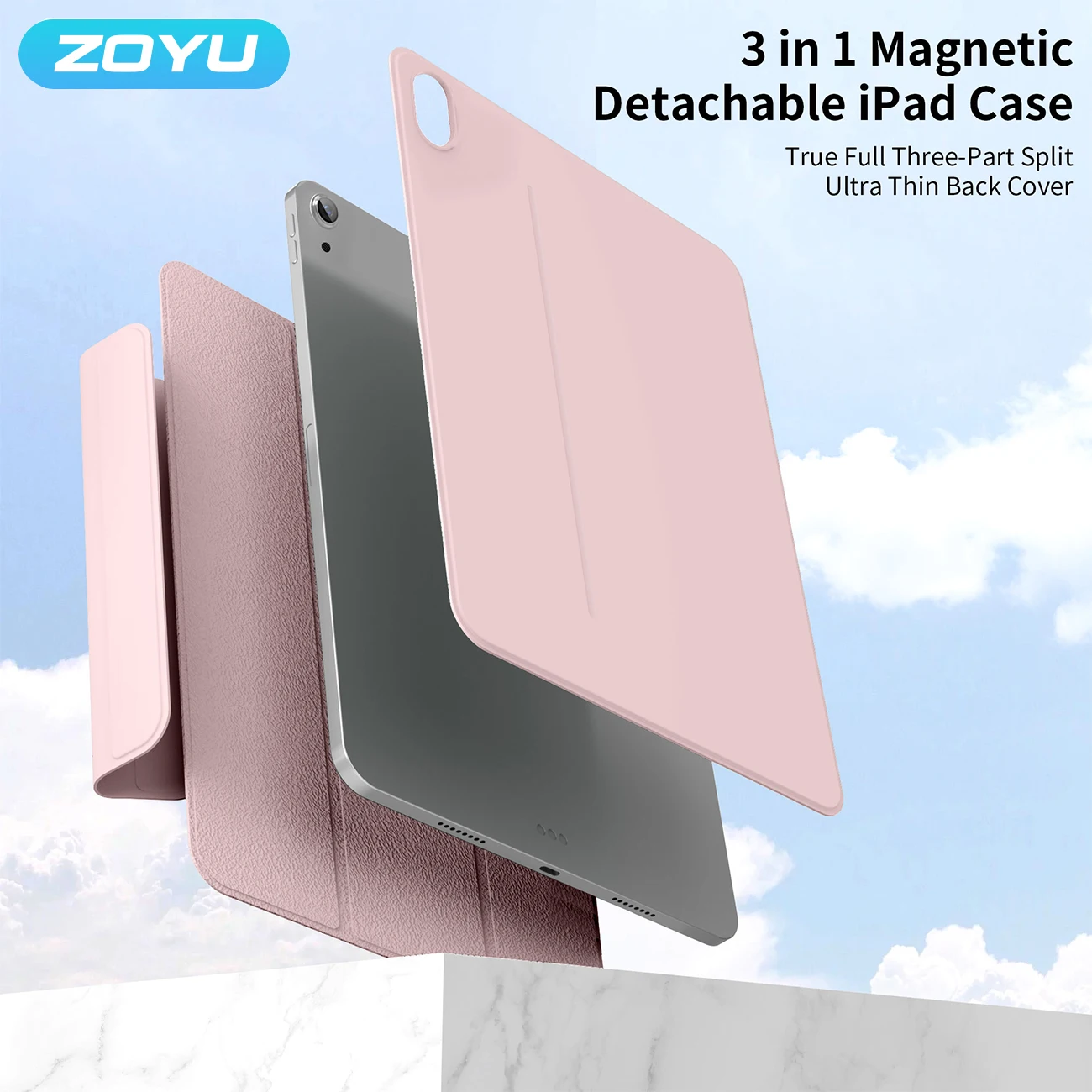 

ZOYU for iPad Air 4/5 10.9 Magnetic Separation Case, For iPad 10 10.9 inch 2022 Pro 11 12.9 inch 2022 Detachable Tablet Cover