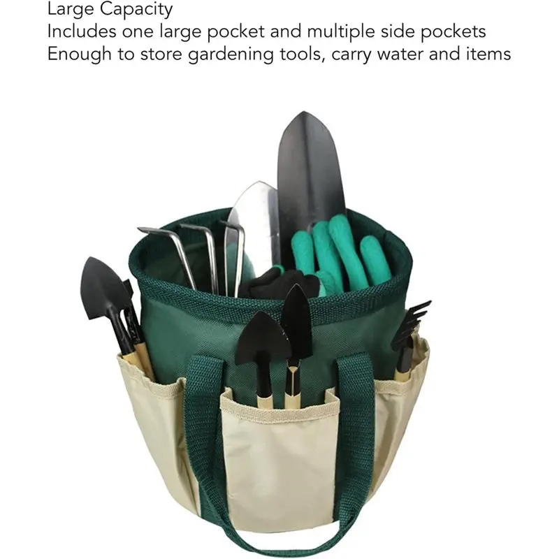 A04G-Garden Tools Storage Bag Oxford Cloth With Multiple Pockets Tote For Outdoor Garden Organizer For Men Women