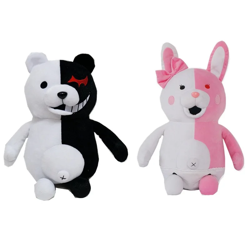 

2pcs 25cm Dangan Ronpa Super Danganronpa Plush Toy Monokuma Monomi Black White Bear Pinkwhite Rabbit Stuffed Animal Doll Gift