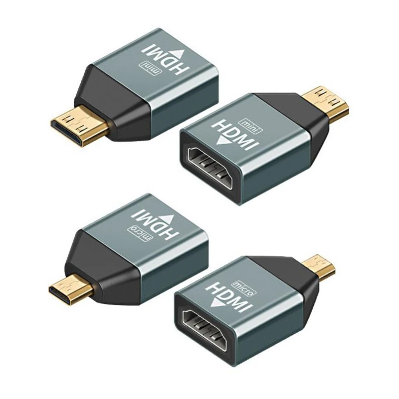 Ângulo direito macho para fêmea conversor, extensor compatível com HDMI, mini conector micro, micro 2.0v, 4k, 8k hd, 90, 270 graus, 1pc