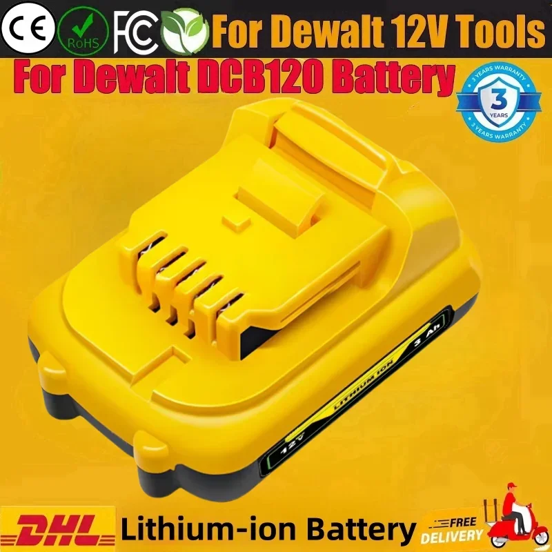 3.0Ah 10.8V 12V Max Rechargeable Lithium Ion Battery for DeWalt DCB120 DCB123 DCB122 DCB127 DCB124 DCB121.