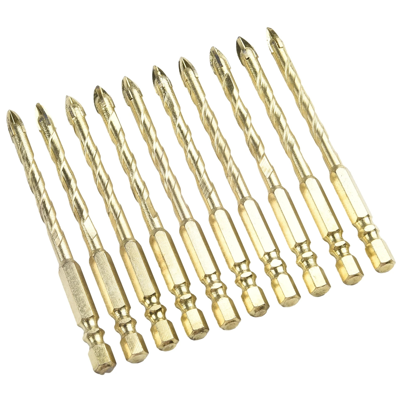 10PCS 6/8mm Cross Hex Tile Drill Bits Set For Glass Ceramic Concrete Brick Hole Opener Carpenter Tool Triangle Bit