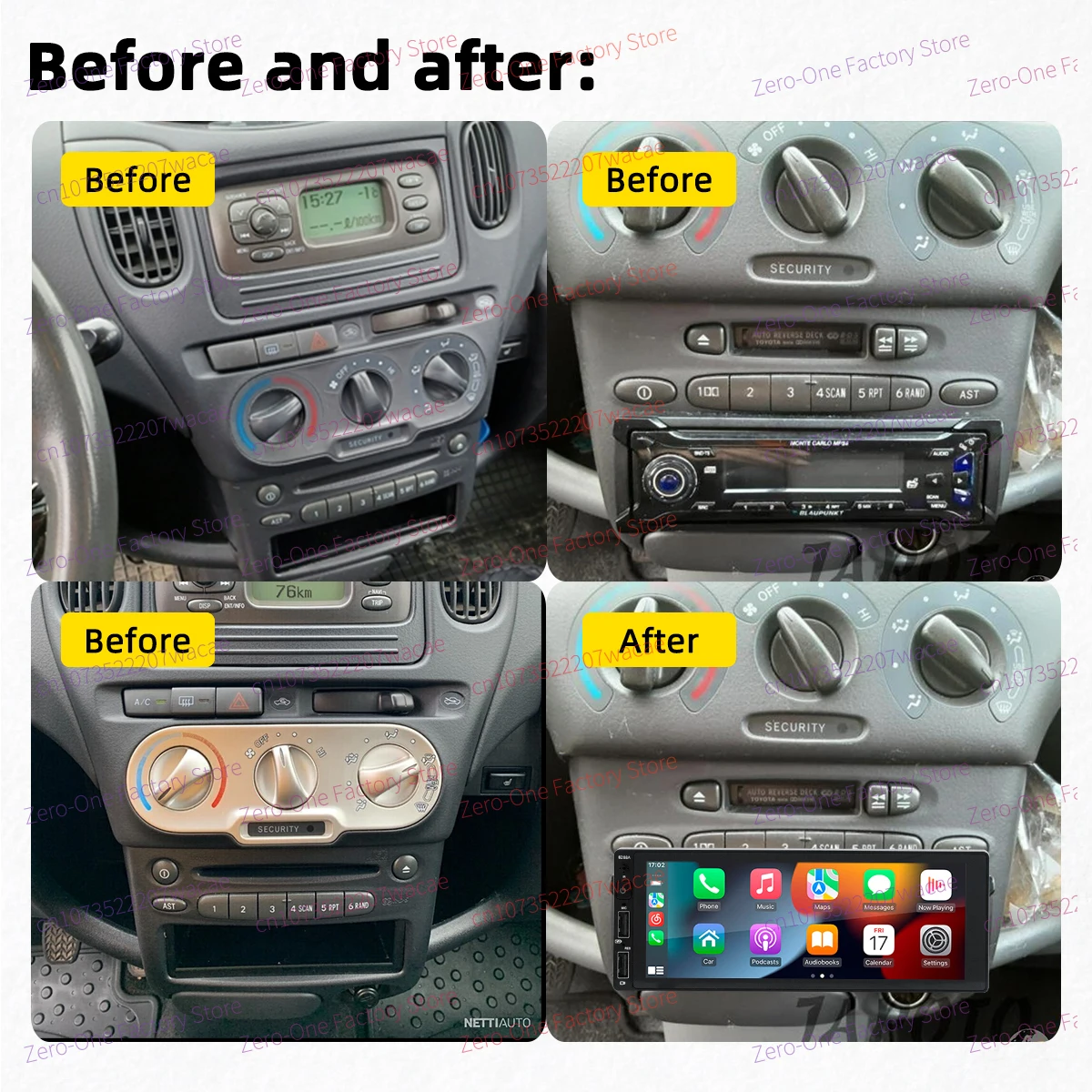 1 Din راديو أندرويد سيارة الوسائط المتعددة لتويوتا يارس فيرسو 1999-2005 6.86 "شاشة ستيريو رئيس وحدة Carplay Autoradio الملاحة #3