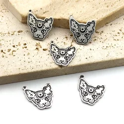5PCS Witch Cat Crescent Moon Star Charm Enamel Stainless Steel Pendant DIY Necklace Earrings Bangle Jewelry Making