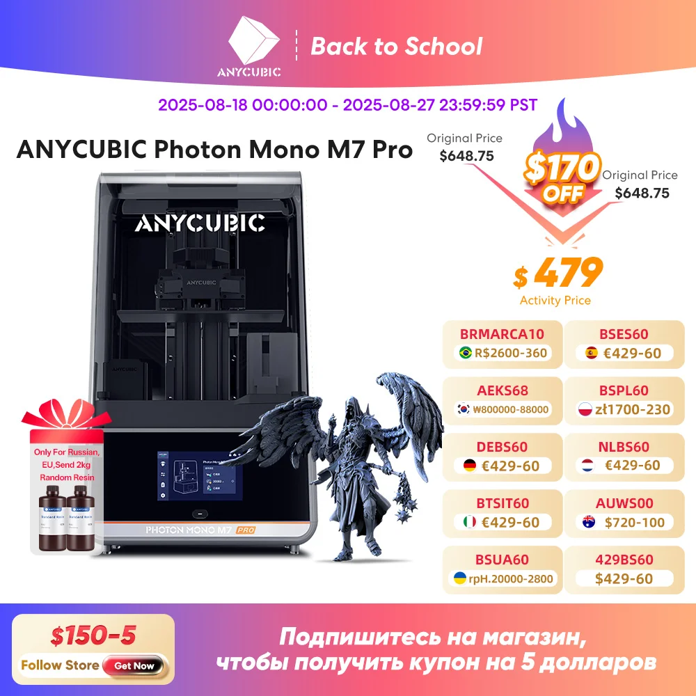 

ANYCUBIC Photon Mono M7 Pro 14K Mono MSLA 3D Printer 10.1'' LCD Resin 3D Printer Speed Up to 170mm/h Printing Size 223*126*230mm