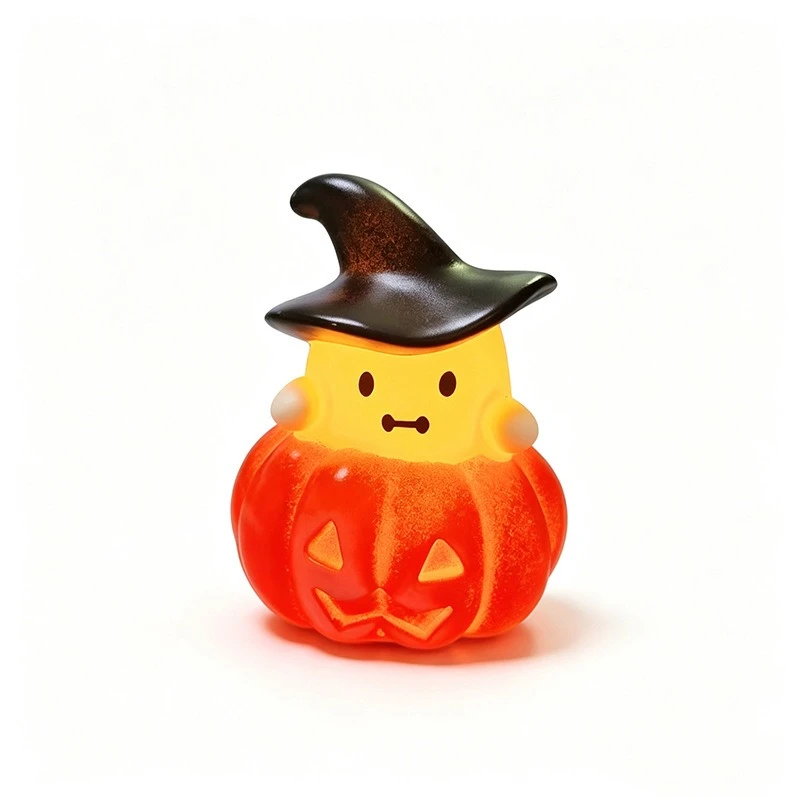 Halloween Glowing Pumpkin & Ghost Figurine – Creative Tabletop Night Light Decor, Fun Holiday Gift & Spooky Atmosphere Prop