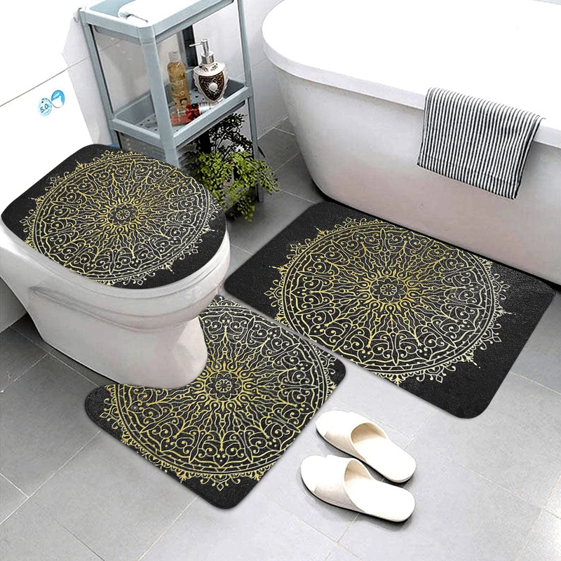 Bathroom Carpet For Toilet 3 pcs/set Non Slip PVC Bath Mat Anti Slip Tape Bathroom Set Rug With Cover Modern Carpet Floor Mats