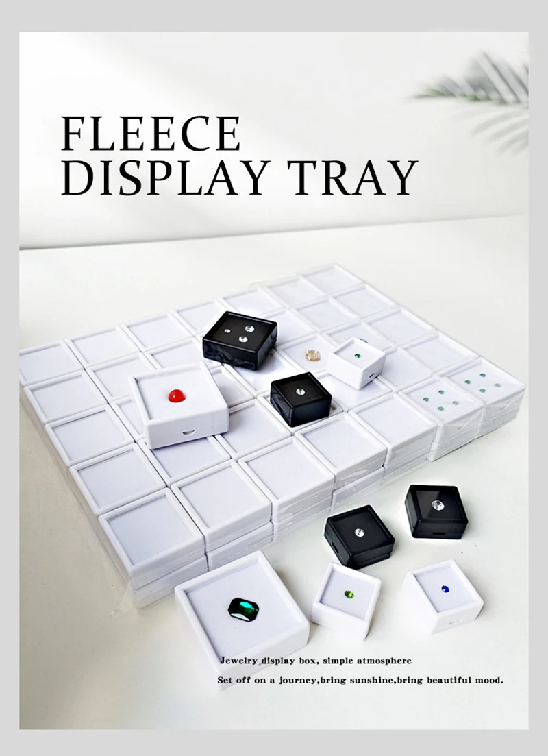 70Pcs Transparent Gemstone Display Box Ring Face with Bare Gemstone Plastic Transparent Diamond Display Box 3x3cm 4x4cm