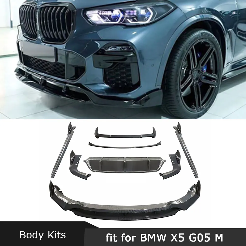 

Carbon Fiber Front Lip Rear Diffuser Side Skirts Rear Spoiler Splitter Body kit for BMW G05 X5 M Sport 2019+ ABS Car Accessories