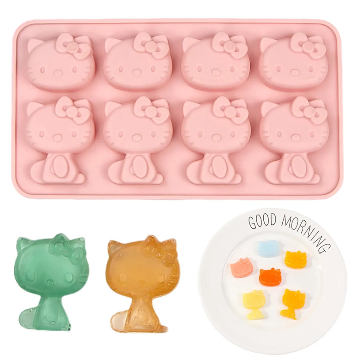 Sanrio Ice Tray Silicone Mold Cute Children Diy Chocolate Biscuit Mold Baking Tool Cartoon Kawaii Hello Kitty Candy Mold Gift