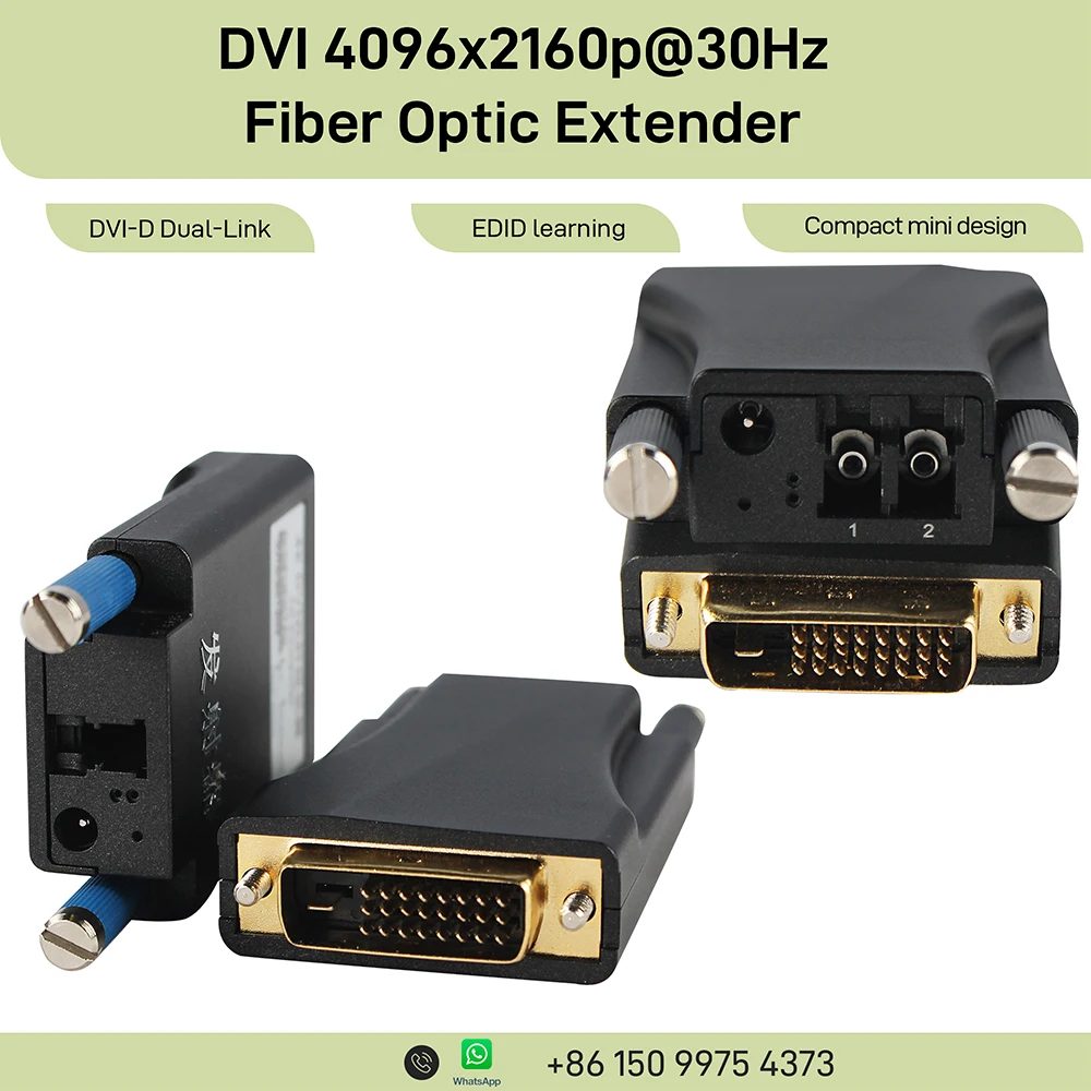

4K DVI-D 24+1 Fiber Optic Extender 4096x2160@30Hz Dual Link LC SM/MM EDID Learning Optical Transceiver System