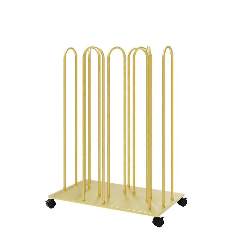 

Clothing store hanger storage rack, a rack for placing clothes, movable metal disassembly and assembly floor type, with rollers