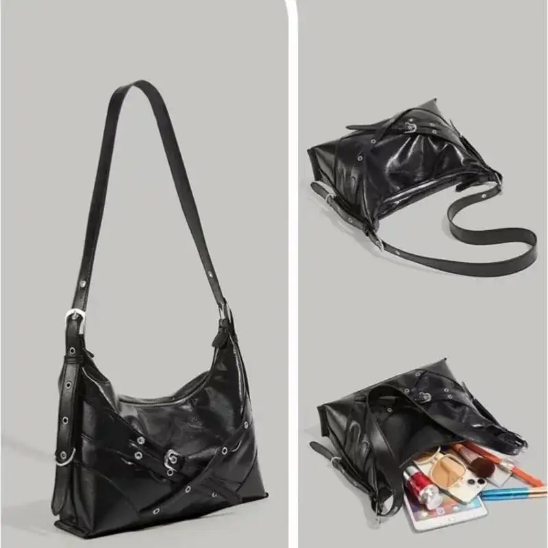 Bloom Hot Girls Black Underarm Shoulder Fashionable Casual Crossbody Bags Female Versatile Messenger Bag 2025 New