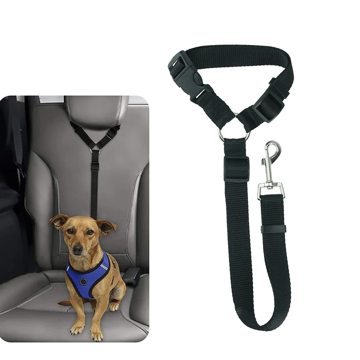 

1pc Pet Dog And Cat Seat Belt, Car Headrest Restraint, Adjustable Safety Rope, Car Seat Belt