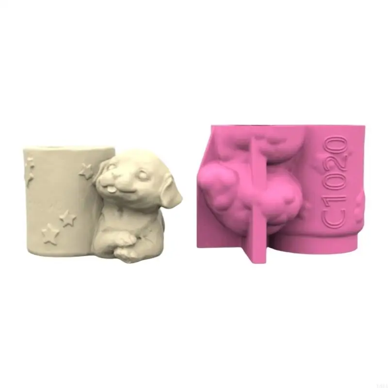 

Y88A Handcraft Dog Shaped Silicone Mould for Unique Plant Pots Sturdy Cement Plaster Casting Tool Home Decoration Daily Use