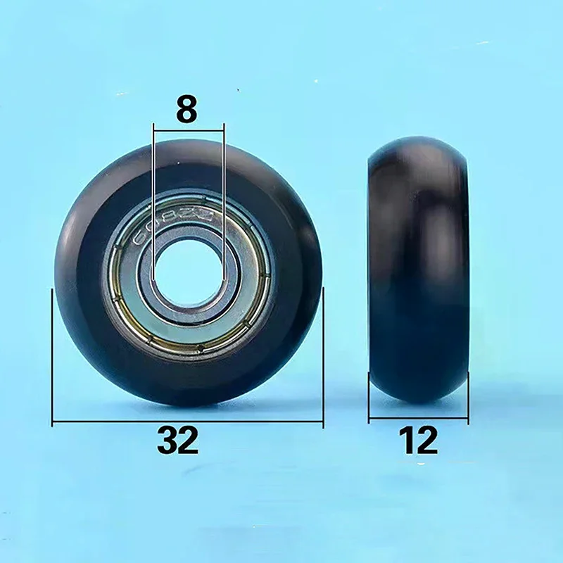 1Piece 608ZZ POM-Protected Bearing Pulley, U Groove Wire Rope Wheel Roller, Size: 8*32*12mm