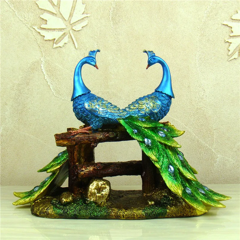 Imagem -05 - Peacock Lovers Handmade Resina Escultura Pavão Casal Estátua Ornamento Artesanato Presente para Dia dos Namorados Casamento e Decoração de Casa