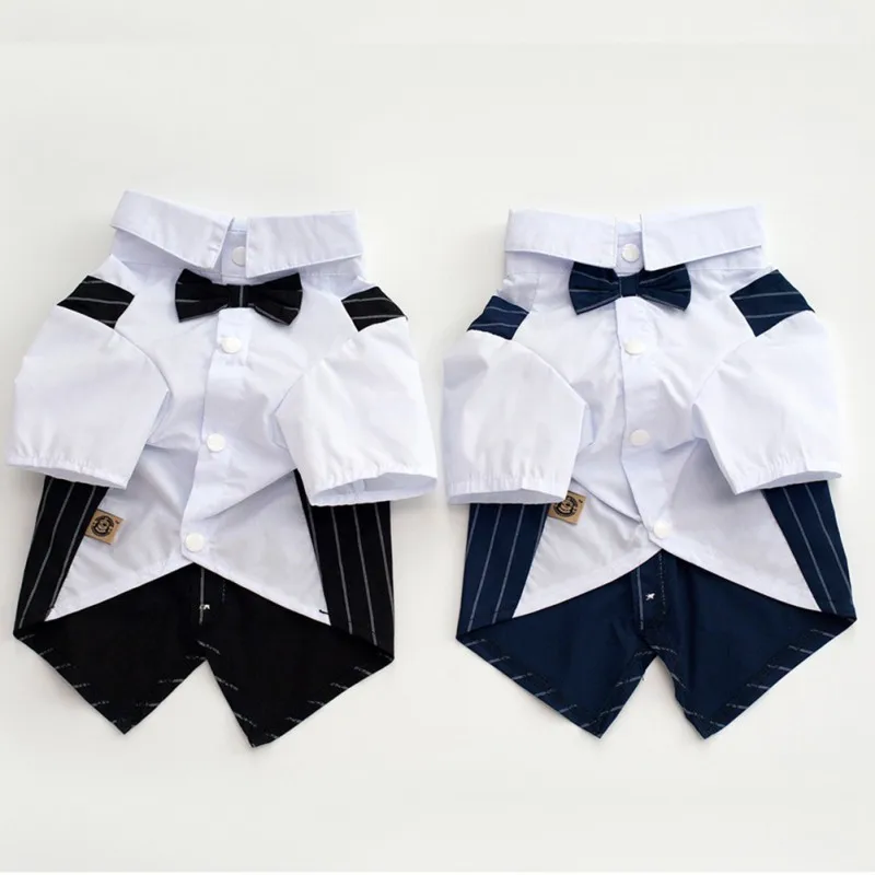 Dog Tuxedo Suit Costume Pet Cat Dog Gentleman Wedding Birthday Party Formal Shirt with Bow Tie for Small Medium Dogs Clothes