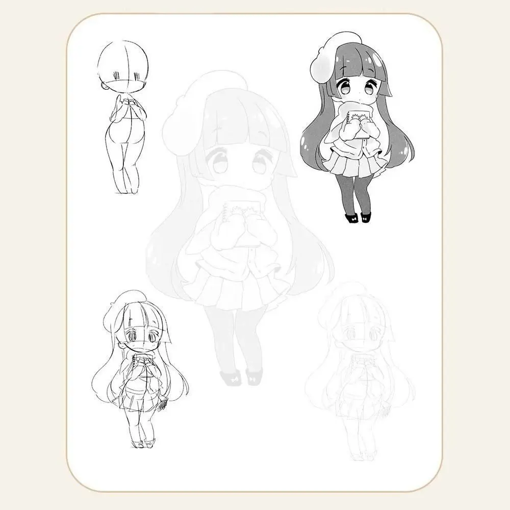 كتاب مانغا ورقي جديد مرسوم يدويًا، نسخة Q، وصف تمرين، كتاب تمرينات، كتاب الرسم