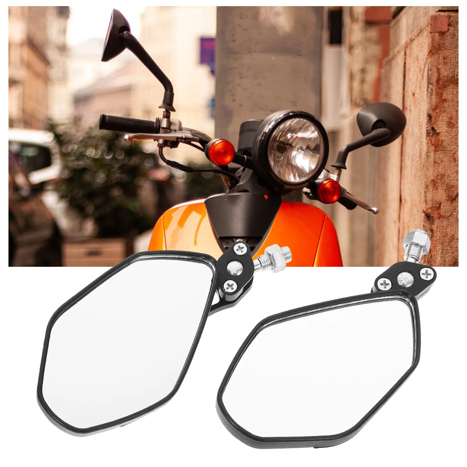 

1 Pair Motorcycle Rear View Mirrors Side Mirror For Motorbike Electric Scooter Sturdy Wide Angle Visibility Enhanced Safety Ride