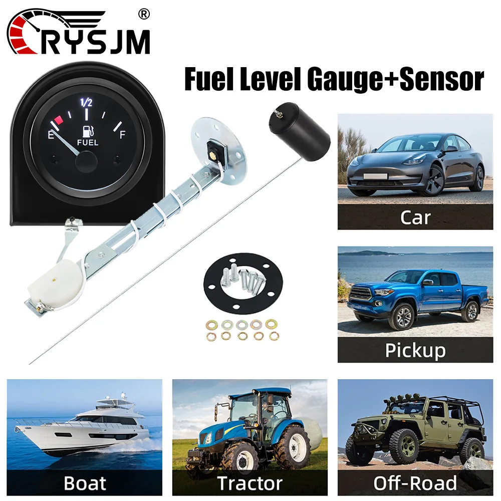 

8-16V 52mm White LED Car Fuel Level Gauge With 240-33 Ohm Level Sensor Black Bracket for AUTO Truck Boat Car SUV Fuel Tank Meter