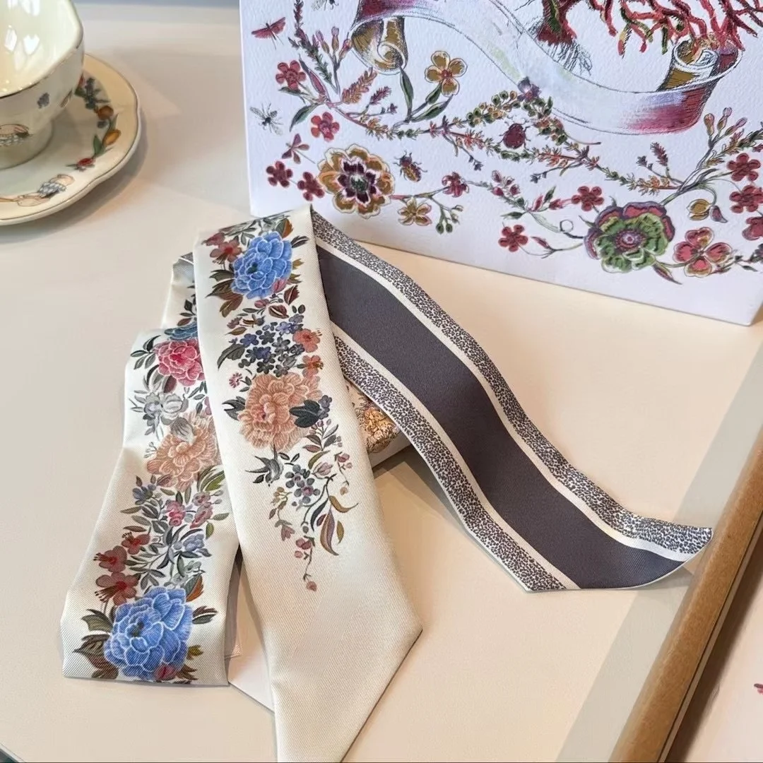 

Ремешок для сумки от люксовых брендов: модный аксессуар, шелковый платок из чистого шелка, можно использовать как головной платок или наручный браслет, 6 х 100 см