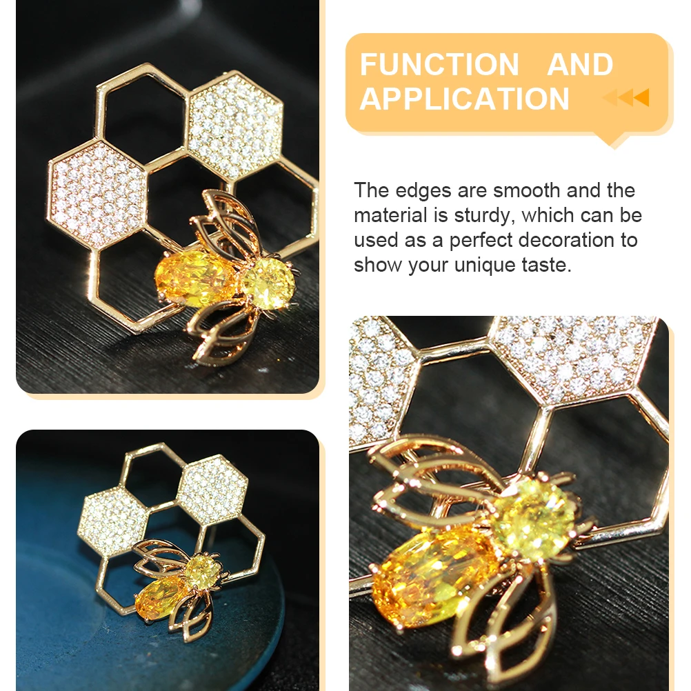 

1pcs Creative Honeycomb Shape Brooch Corsage Elegant Lady Suit Sweater Dress Accessories Breast Pin Clothing Ornament