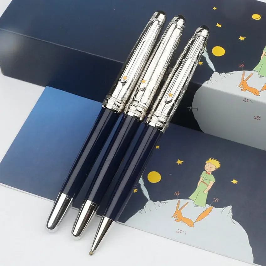 New Little Prince Mb Blue Rollerball Pen Metal Silver Best Ballpoint Fountian Pen Writing Office Supplies with Serial Number