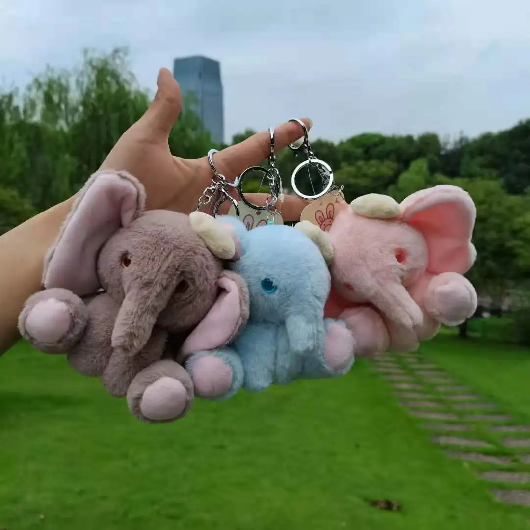 New Cute Big Ear Elephant Lifelie Keychain Cool Fashione Boutique Bag Decorate Pandent Very Soft Sweet  Birthday Christmase Gift