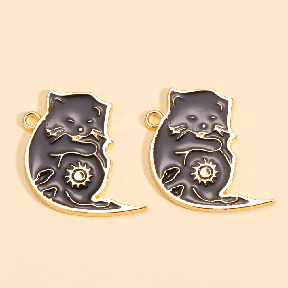 10 Stück süße Katze Charms Legierung Tier Anhänger für DIY Schmuckherstellung Armband Halskette handgemachte Accessoires Bastelbedarf – Detail 4