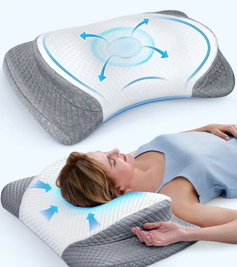 Ultra Comfort Cervical Neck Pillow for Pain Relief  Adjustable Side Sleeping Pillow Fit Shoulder Perfectly Ergonomic Contour